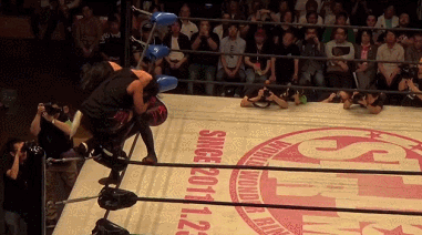 Hana Kimura hits Kris Wolf with a big superplex.